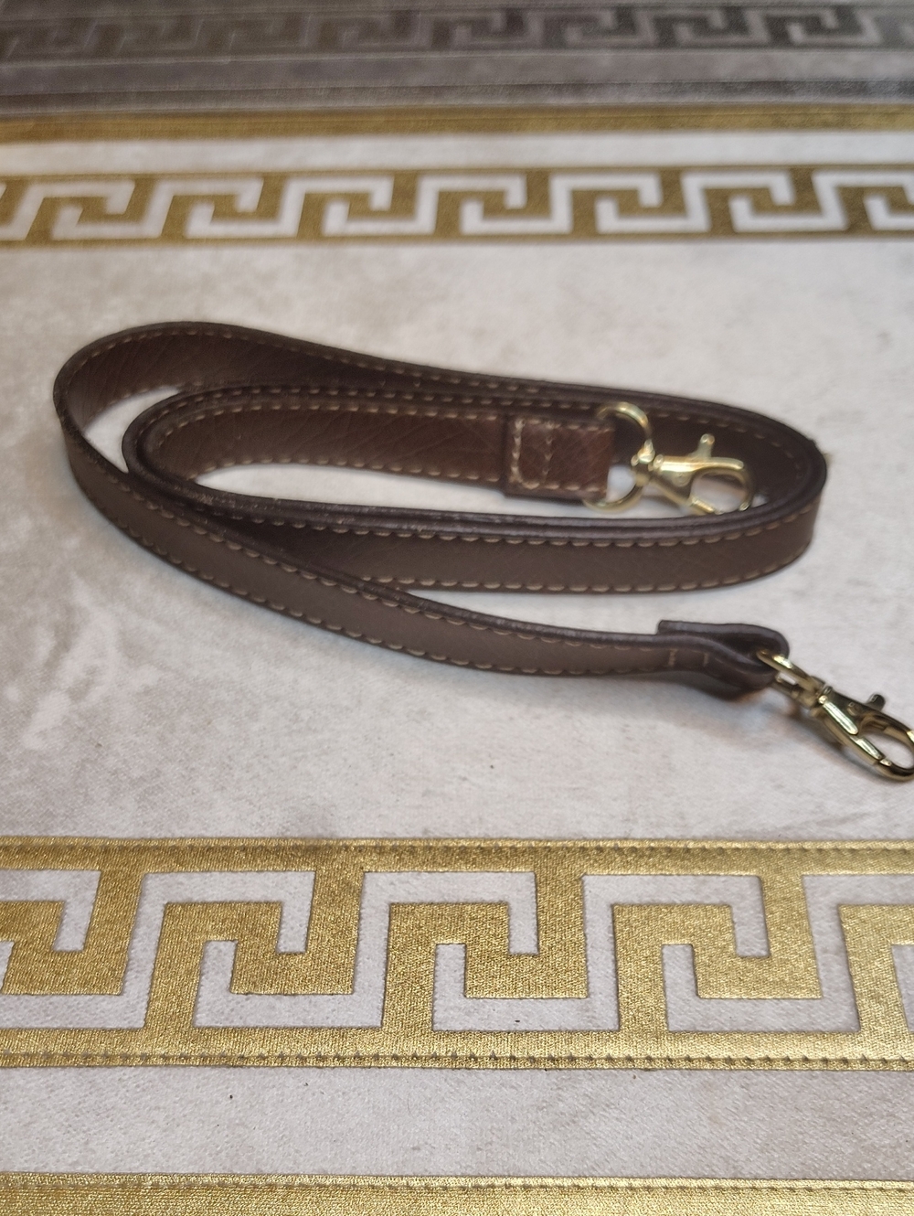 NEW Brown Vegan Leather Strap with Gold Hardware